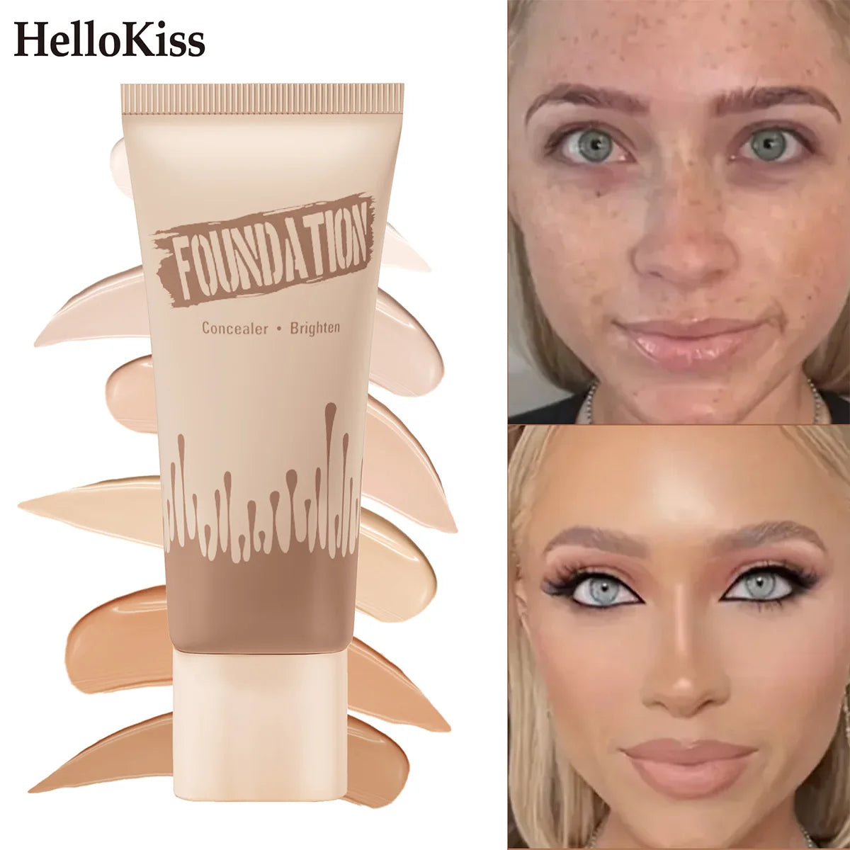 Full Coverage Foundation, Matte Finish Oil-control Liquid Foundation, Covering Blemishes And Dark Spot, Concealer Cream