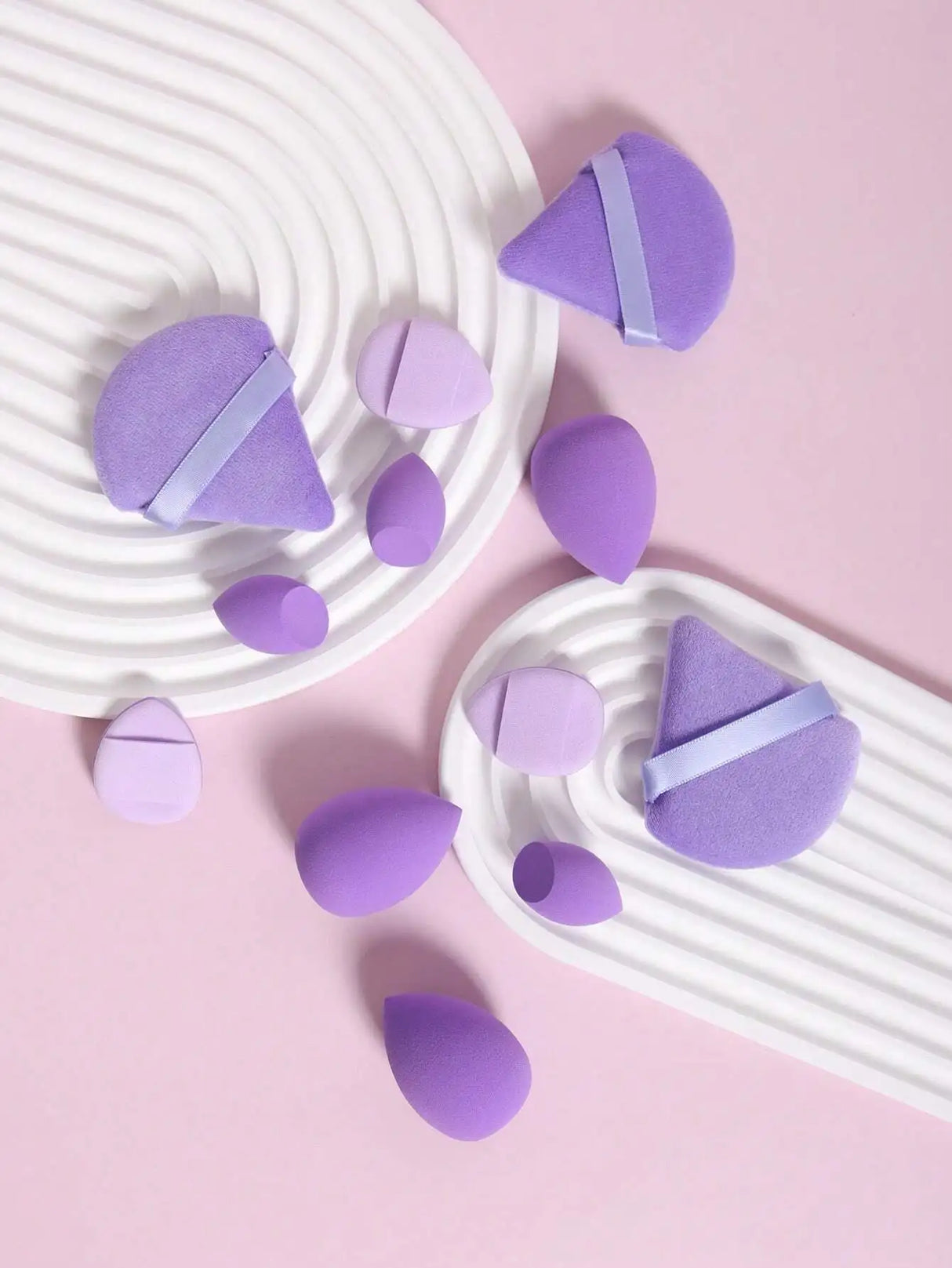 12pcs All-Purpose Makeup Sponges Set Consisting Of 3 Triangular Powder Puffs, 3 Mini Air Cushion Powder Puffs, 3 Water Drop Shaped Makeup Sponge, And 3 Mini Makeup Sponge. Suitable For Liquid Foundation, Powder Foundation, An