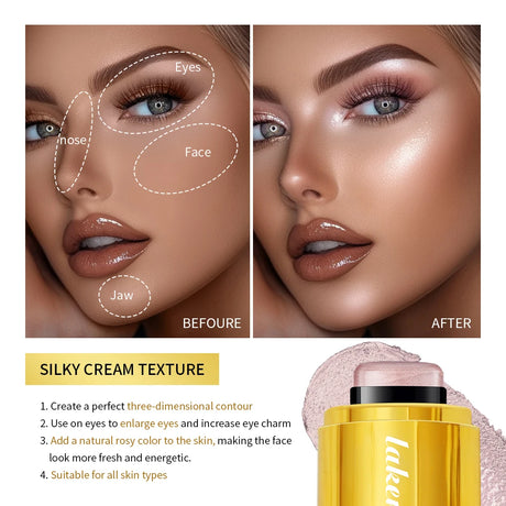 4Colors Highlighter Stick Brightening Skin Tone Contouring Natural Stereo Concealer Blush Multi-Purpose Stick
