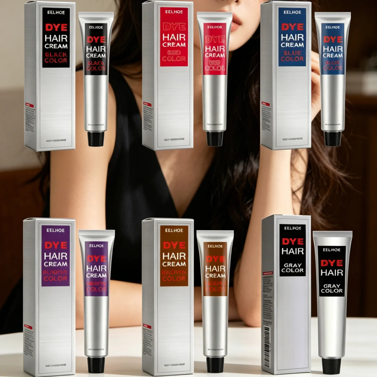 EELHOE Hair Dye Cream Smooth Silky Long Lasting Vibrant Color Nourishing Fashion Gentle Formula Protect Hair Coloring Cream 100g