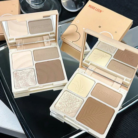 4 Color Facial Highlighter Makeup Palette Natural Matte Fine