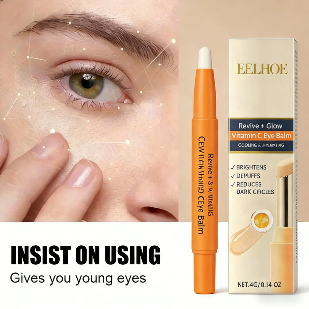 Vitamin C Eye Cream Nourishing Remove Dark Circles Fade Fine Lines Enhance Skin Elasticity Glowing Eye Skin Cream