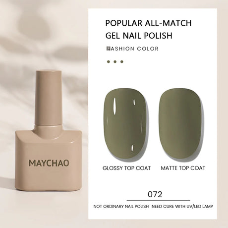 MAYCHAO Gel Nail Polish 12ML Full Coverage Base Top Coat Soak Off Gel Polish UV LED Gel Semi Permanent Varnishes Design Nail Art