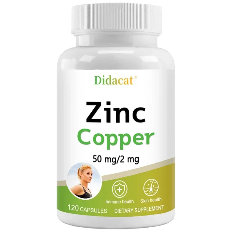 Zinc + Copper Capsules - Support Healthy Skin and Immune System, Increase Vitality, Skin Care