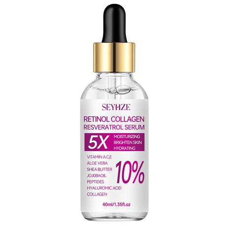 SEYHZE Retinol & Collagen Essence Fluid with Peptides + Ceramides Aloe & Snow Lotus - Brightens Skin Tightens Pores Evens Tone -