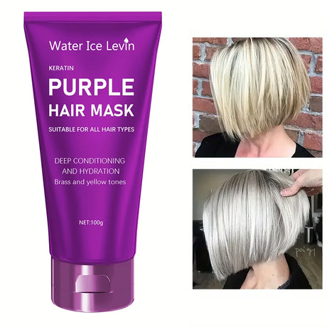 Purple Hair Mask - For blonde, platinum, bleached, silver, gray, ash, and brass-toned hair - Removes yellow tones and conditions dry, damaged hair - Cruelty-free and vegan