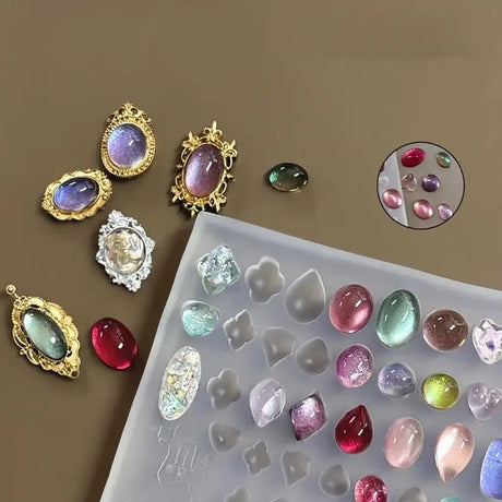 Retro Picture Frame Gem Baroque Shell Carving 3D Relief Manicure Templates Nail Art Transparent Silicone Nail Mold