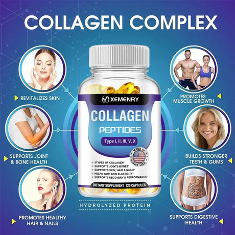 Collagen Peptide - Anti-Aging, Anti-oxidation, Anti-wrinkle, Type I, II, III, V Premium Collagen ComplexSupplements