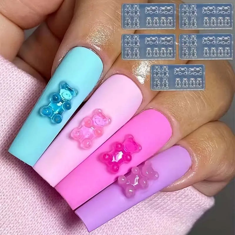 1/2PCS Mini Bear Mold 3D Silicone Molds for Resin Jewelry Making Supplies Nail Art Charms