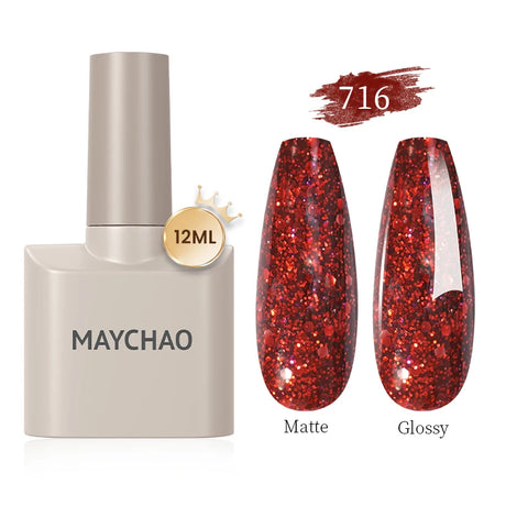 MAYCHAO Gel Nail Polish 12ML Full Coverage Base Top Coat Soak Off Gel Polish UV LED Gel Semi Permanent Varnishes Design Nail Art