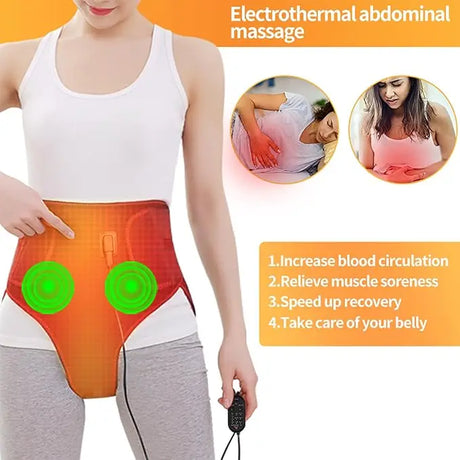 Upgrade Menstrual Period Heating Pad with Vibration Massager Electric Heated Abdomen Wrap for Abdomen Pain & Cramps Relief