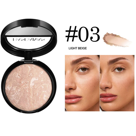 Luminous Finish Setting Powder Lasting Oil-control Shimmer Marble Baked Powder Brightening Face Powder Compact Foundation Makeup