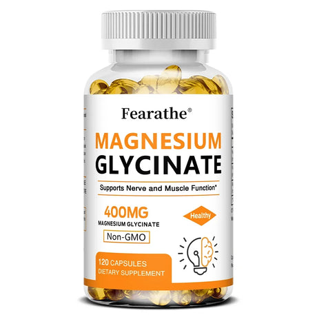 Magnesium Glycinate 400mg Capsules, Support Muscle, Bone, Heart, Nerve, Sleep Quality & Immune System Health, Non-GMO