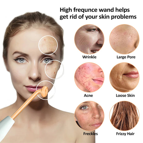 4-in-1 Portable Handheld Electric Neon Wand for Face Skin Beauty High Frequency Facial Therapy Tool for Acne Treatment