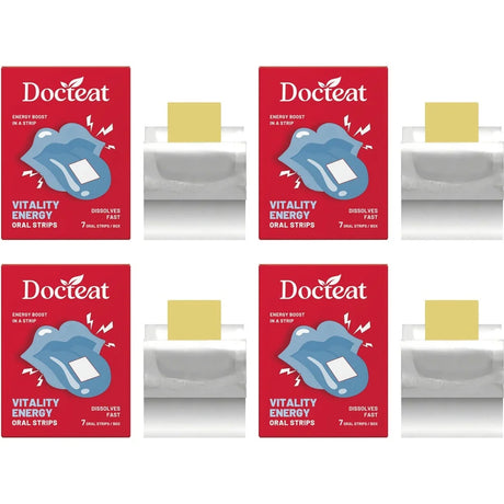 Docteat Vitality Energy Oral Strips with Caffeine and L-Theanine To Quickly Relieve Fatigue and Improve Concentration 7 Strips