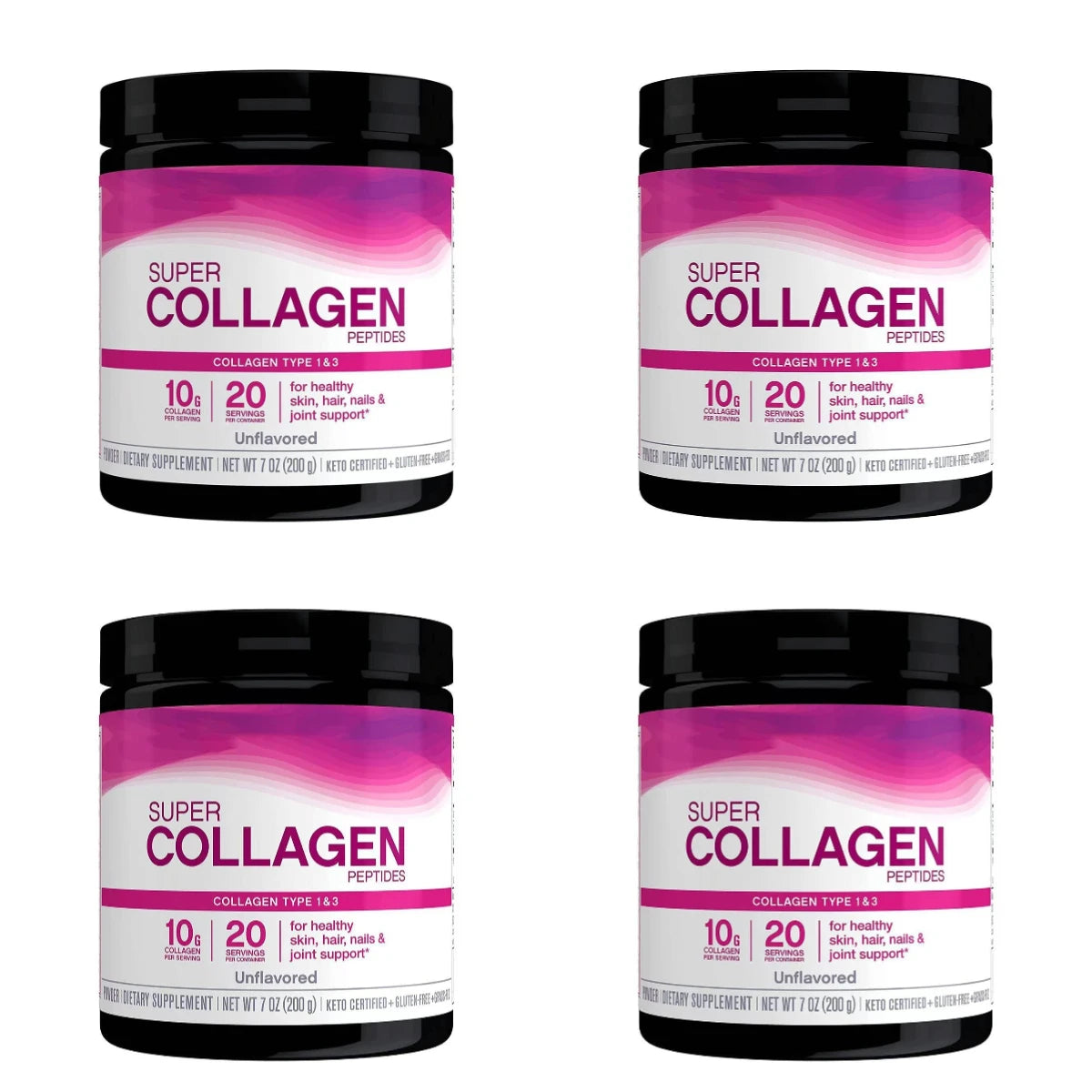 Super Collagen Powder Type 1 & 3 Hydrolyzed Bovine Collagen Supports Healthy Looking Skin Hair Nails Unflavored 20 Servings