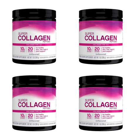 Super Collagen Powder Type 1 & 3 Hydrolyzed Bovine Collagen Supports Healthy Looking Skin Hair Nails Unflavored 20 Servings
