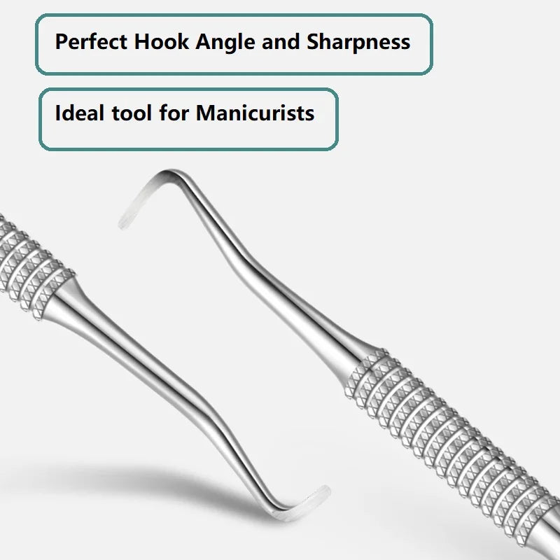Quality Steel Hook Type Cuticle Pusher Nail Polish Remover Nail Gel Scraper Pedicure Pusher Manicure Podiatry Nail Art Tool