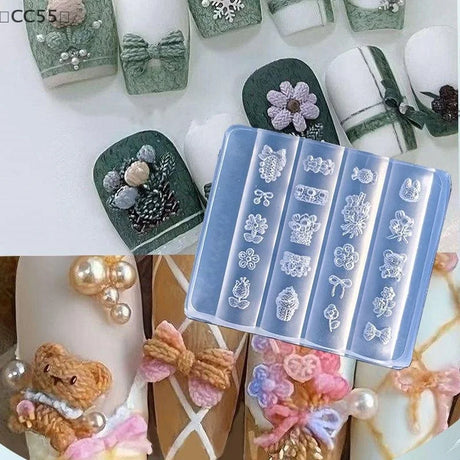 〔CC55〕3D Fruit Silicone Nail Mold Sweet Flower Petals Fairy Nails Templates DIY Nail Art Decor Manicure Template For Nail Charms
