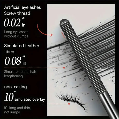 Steel Tube Mascara-Special Spiral Brush, Waterproof Long-Lasting Silk Fiber Mascara, Keep Each Eyelash Curled for a Long Time Ma