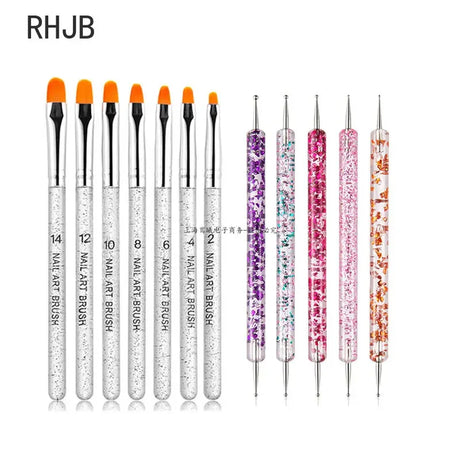 New 2025 Multiple nail art nail brush Design Tip Drawing Carving Dotting Nail Pen Builder Flat Liner Acrylic Gel Polish Manicure