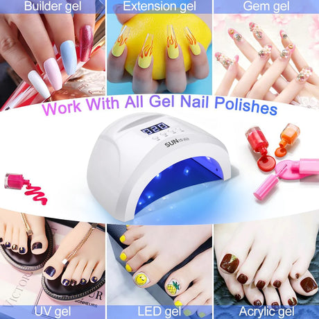 YIKOOLIN SUN 1S 48W UV LED Nail Lamp Professional Fast Dryer Automatic Sensor LCD Display Nail Gel Curing Light Box for Salon