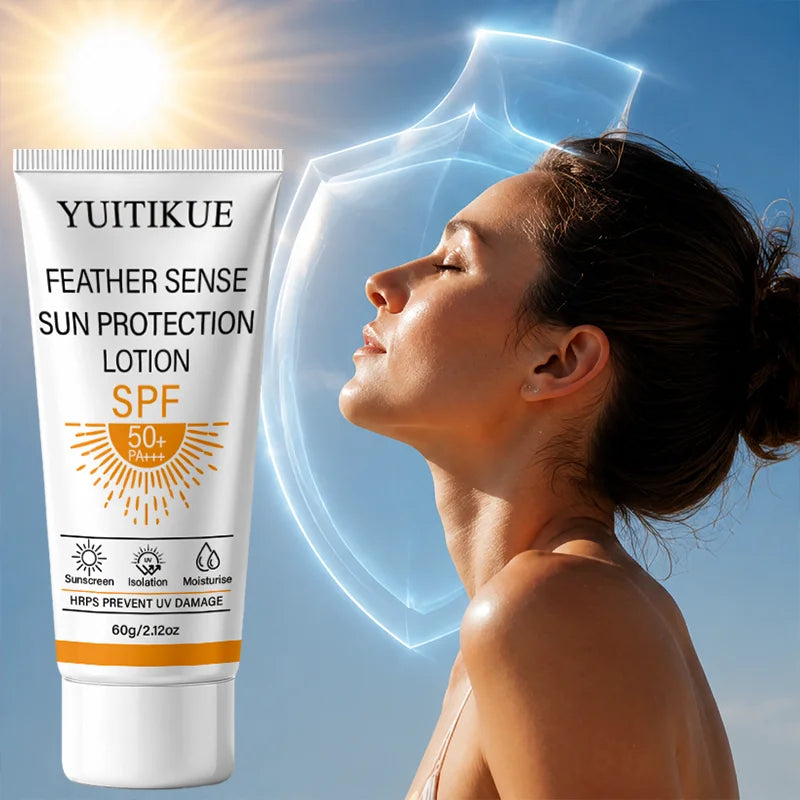 YUITIKUE SPF50+ PA++++ Sunscreen Lotion, Feather Light Sun Protection Isolation Moisturizing Cream 60g