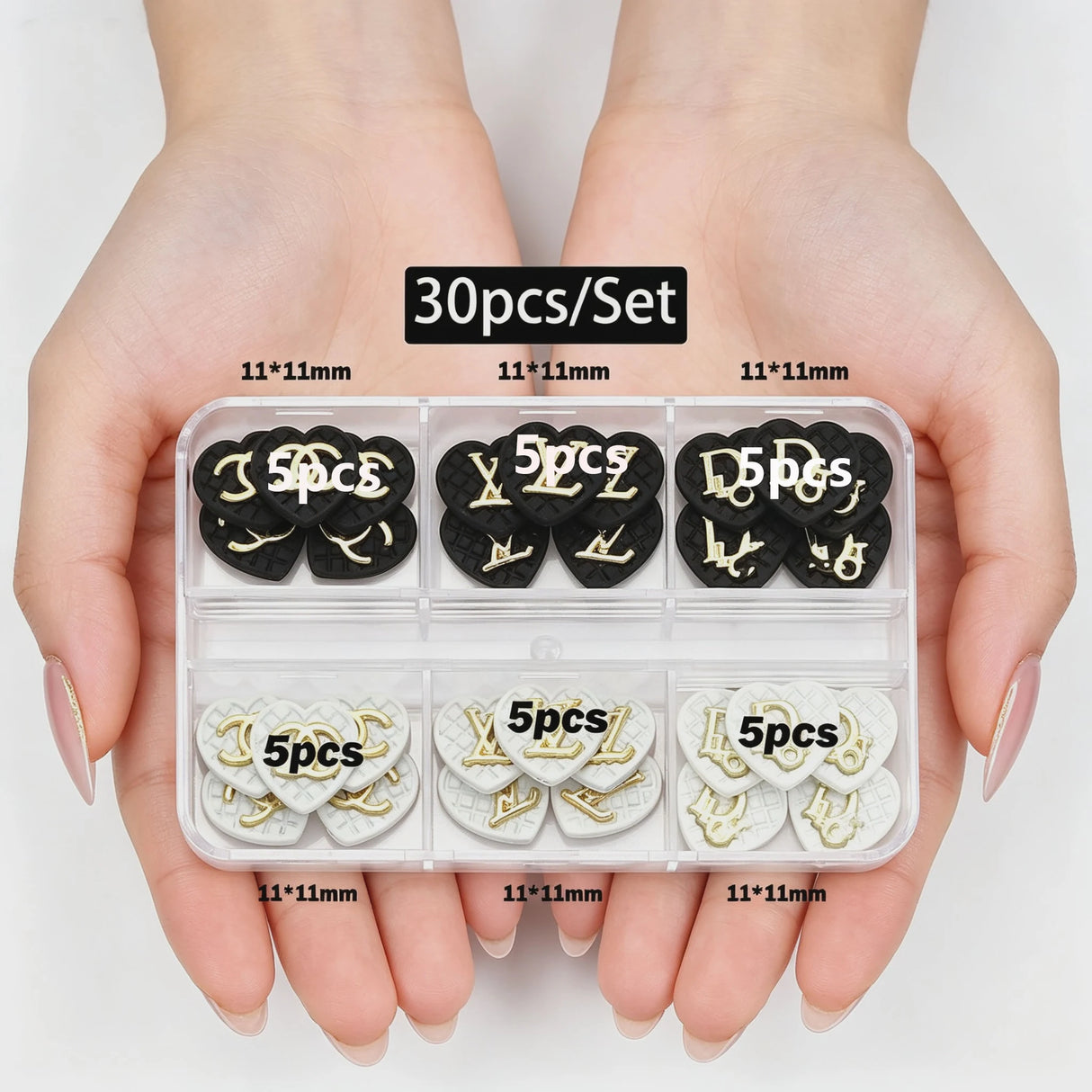 30/60pcs/Box 3D Luxury Metal Nail Art Decorations Alloy Shiny Rhinestones Pearl Gems Zircon Diamond Charms DIY Nail Accessories