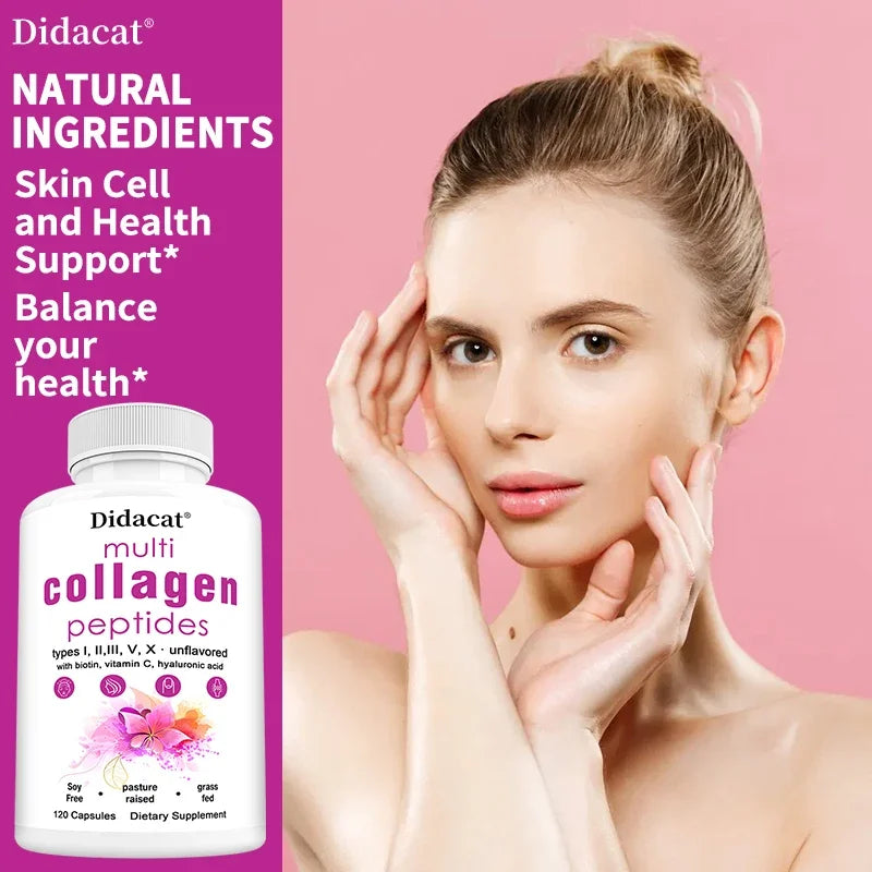 Multi Collagen Peptides Softgel - Type I, II, III, V, X for Women & Men, Supports Skin Hair Nail & Joint Health