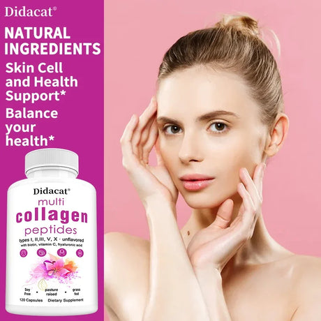 Multi Collagen Peptides Softgel - Type I, II, III, V, X for Women & Men, Supports Skin Hair Nail & Joint Health