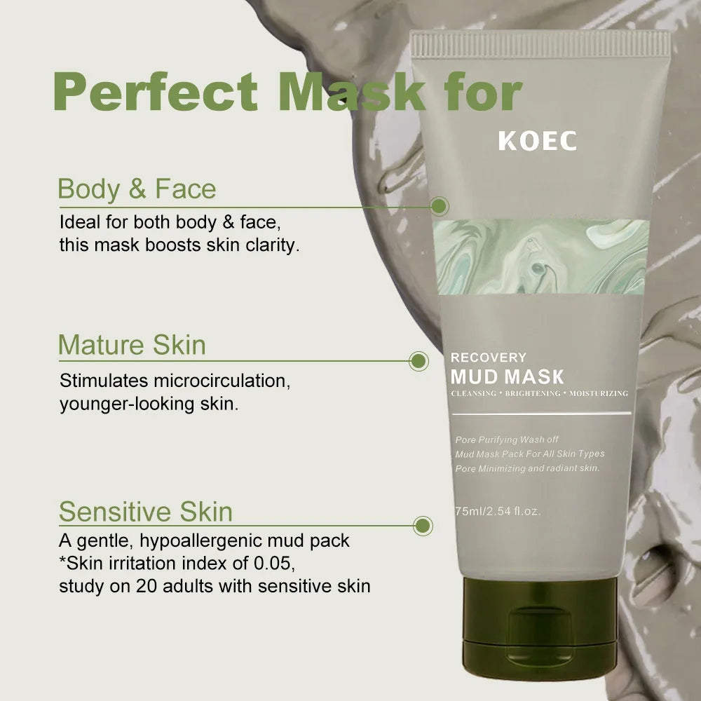 Repair volcanic mud-applied facial mask, cleansing and moisturizing mud-mask, suitable for the face and body, narrows pores and