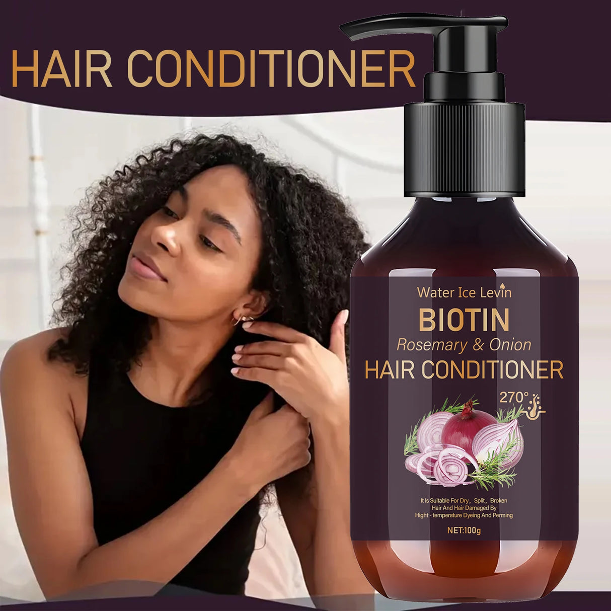 Biotin & Onion Hair Conditioner 100g, for Dry & Damaged Hair Repair, with Rosemary & Collagen, Deep Nourishing, Fast Shipping