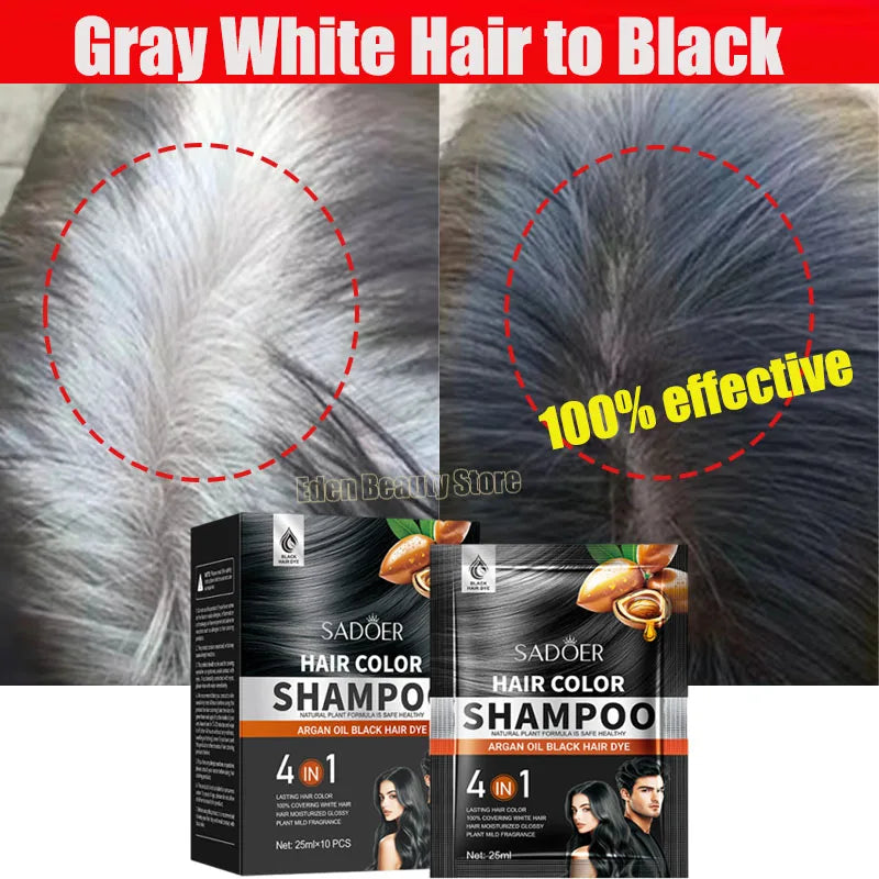 Gray White Hair Treatment Shampoo White To Black Anti Gray Hair Beard Dye Anti Loss Repair Nourish Hair Care Products Men Women