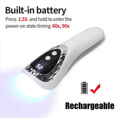 Handheld UV LED Nail Lamp USB Rechargeable Mini Manicure Lamp Nail Dryer With 5 Lamp Beads Quick Drying Gel Nail Polish