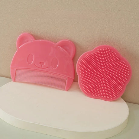 New Baby Hair Comb and Brush Cute Cartoon Whale Infant Soft Silicone Head Massage Comb Hair Cleaning Brush Newborn Bathing Tools