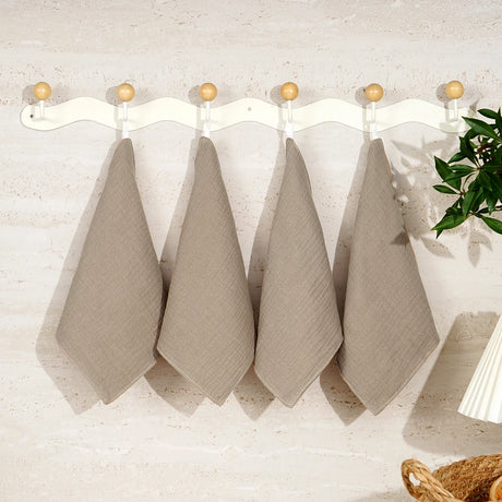 Elinfant 4PCS Baby Face Towel 100% Cotton Crepe Cloth Washcloth Soft Cozy Cloth Wipes Infant Burp Cloth