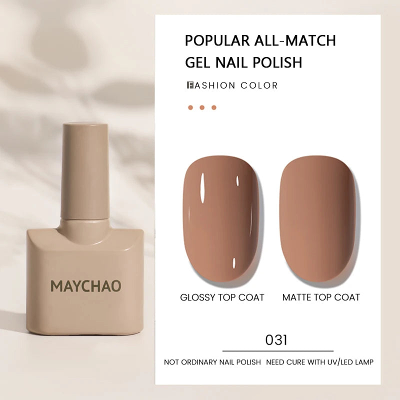 MAYCHAO Gel Nail Polish 12ML Full Coverage Base Top Coat Soak Off Gel Polish UV LED Gel Semi Permanent Varnishes Design Nail Art