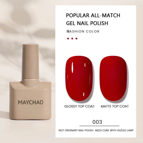 MAYCHAO Gel Nail Polish 12ML Full Coverage Base Top Coat Soak Off Gel Polish UV LED Gel Semi Permanent Varnishes Design Nail Art