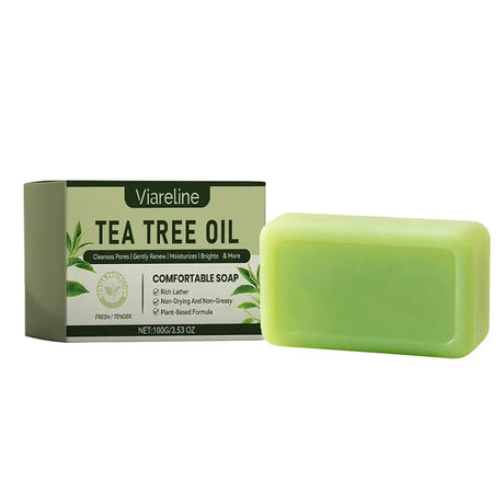 100G Tea Tree Soap, Handmade Soap Bar with Tea Tree Oil, Natural Soaps for Body Skin Cleaning,Gentle Exfoliating Bar Soap care