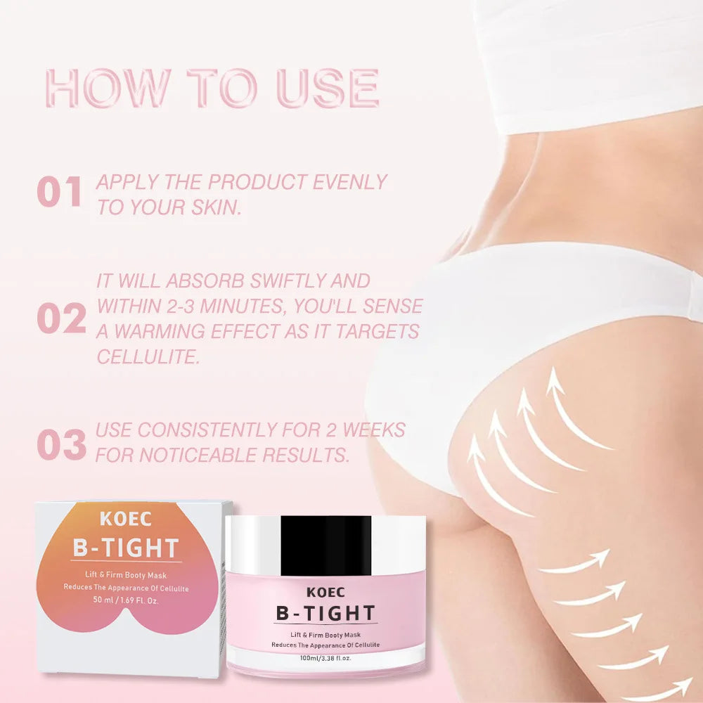 Butt TIGHT Lift Firm Cream - Tighten and Firm Booty, Reduce Loose and Crepey Skin, Firmness, Reduce Cellulite Appearance 100 ml