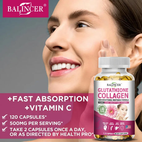 Glutathione Supplements - Collagen Booster Antioxidant Support Liver Detoxification Skin Whitening and Brightening