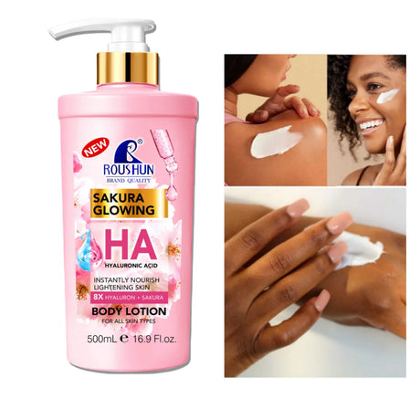 500ml ROU SHUN HYALURON ACID+SAKURA Body Lotion Large Capacity Hyaluronic Acid+Sakura Body Lotion Moisturizing Body Lotion Long-