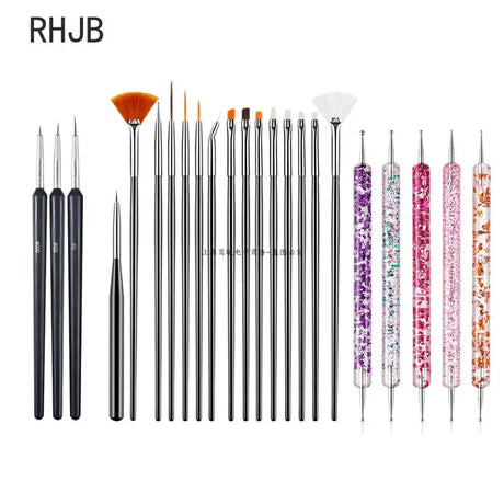 New 2025 Multiple nail art nail brush Design Tip Drawing Carving Dotting Nail Pen Builder Flat Liner Acrylic Gel Polish Manicure