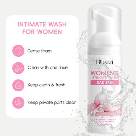 WOMEN'S INTIMATE WASH SAKURA,Deeply cleanses with rich foam, gently cares for skin, controls odor, and cleanses intimate areas.