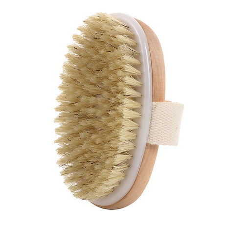 Wet Dry Skin Body Brush Natural Pig Bristles Dry Skin Exfoliating Body Massage Cleaning SPA Tool For Cellulite Lymphatic Drainag