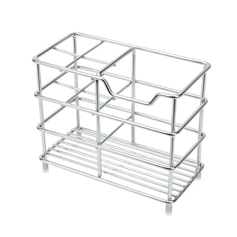 5-Slot Stainless Steel Toothbrush Holder - Space-Saving Freestanding Design, No Installation Required, Ideal for Bathrooms