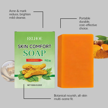 Organic Turmeric Herbal Bath Soap Moisturizing Exfoliating Oil Control Skin Lightening Glow Bar Soap Daily Body Shower Skin Care