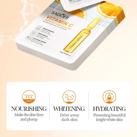 10-Piece Set Sadoer 24K Gold Vitamin C Hyaluronic Acid Mask Moisturizing Firming Hydrating Facial Care Mask Skincare Products