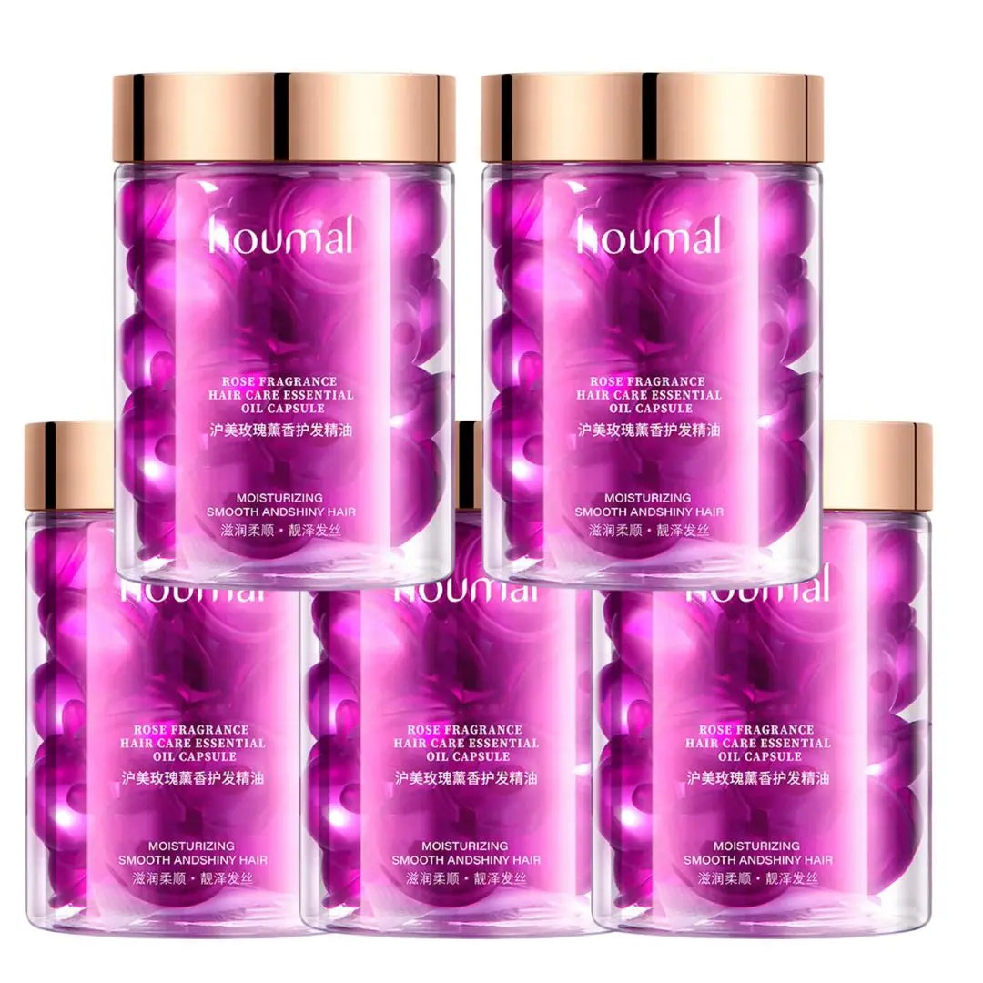Hair Styling Serum for Frizzy & Dry Hair Rose Essence Oil Capsules Leave-in Anti Frizz Conditioner Repairs Dry, Damaged Hair