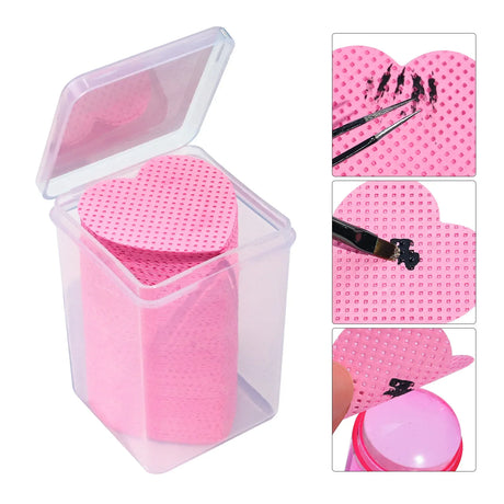 200Pcs Lint Free Nail Wipes Nail Polish Remover Cotton Pad, Heart Shape UV Gel Makeup Cleaning Tools